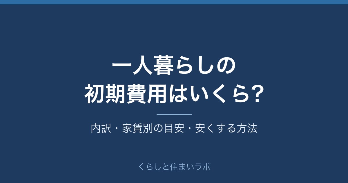 一人暮らしの初期費用の目安